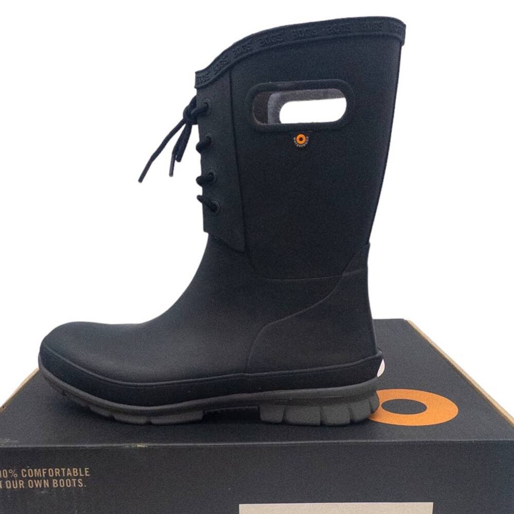 BOGS Amelia Lace Up Rain Boot Waterproof Adjustable Women's size 9 Black